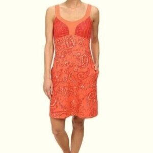 [New] The North Face (M) Cadence Emberglow Orange Paisley Empire Sport Dress